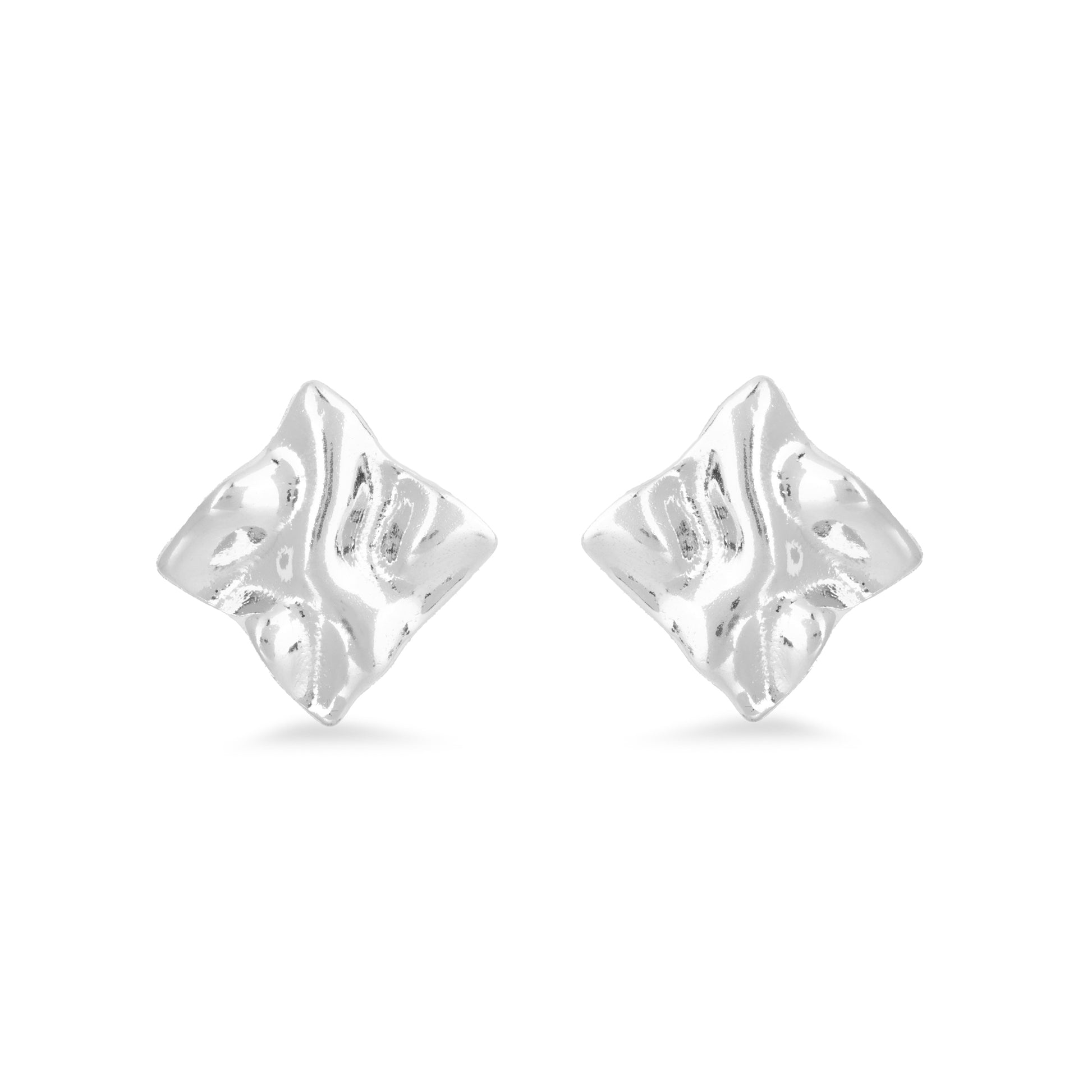 SURFACING EARRINGS rhodium-plated sterling silver studs, organic textured surface