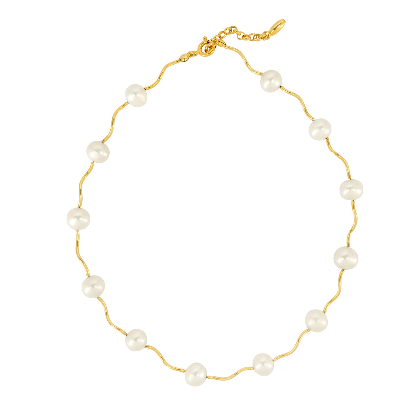 ICON NECKLACE 24k gold-plated version with chunky freshwater pearls and silver tube beads