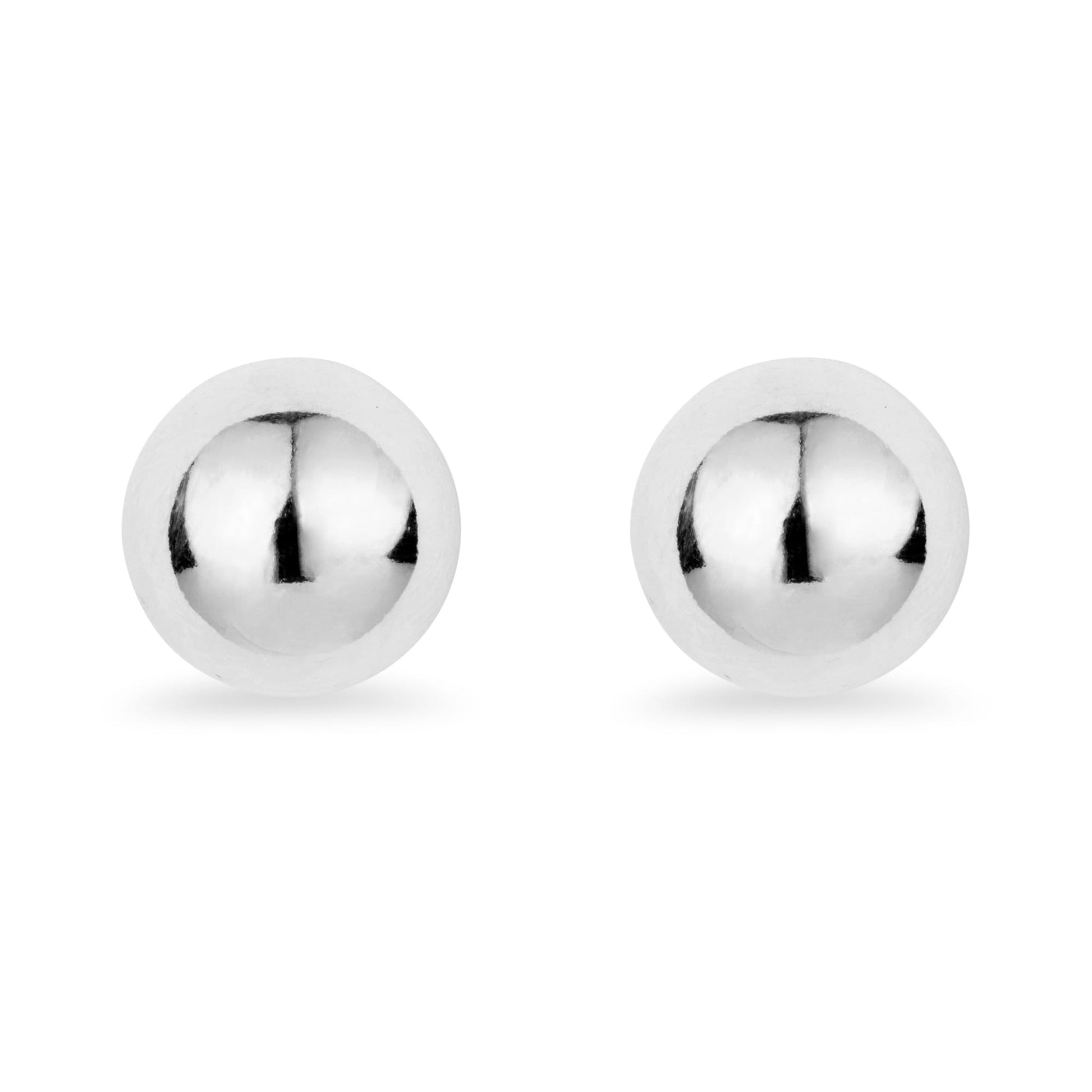 GLOW EARRINGS rhodium-plated sterling silver studs, 14mm round smooth finish